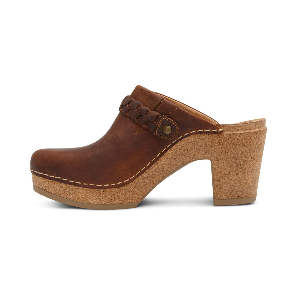 Aetrex Women's Corey Clogs - Brown | USA ETPBCW1